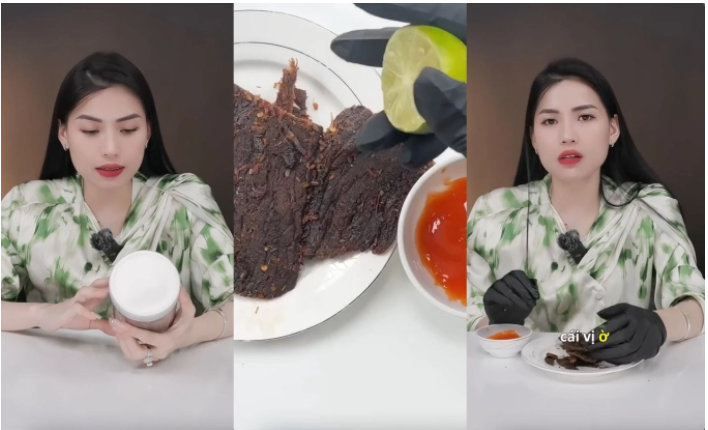 Hà Linh review món bò khô của Quang Linh Vlogs: Bao bì nhãn hiệu xấu, không ngon vì quá ngọt, nhiều đường…kèm thèm biểu hiện nhăn nhó như bò nhai dơm khiến CĐM xôn xao: “Nên mua ăn thử hay nghe Hà Linh thôi, cô ấy review đúng và rất có tâm”