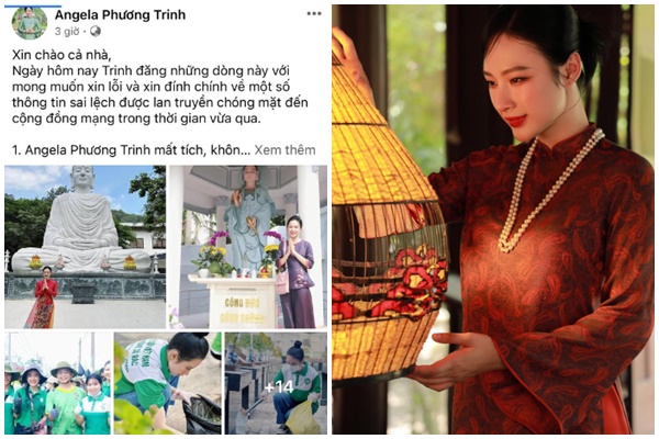 Angela Phương Trinh xin lỗi, mong mọi người không công kích làm ảnh hưởng gia đình mình. Nhưng tuyệt nhiên không nhắc lời nào đến Thích Minh Tuệ, vẫn khẳng định: Chỉ mình ông Thích Chân Quang  mới là thầy